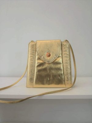 80's Structured-Square Gold Lemay Purse