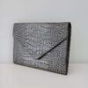 "Danier" Purse - Silver Snake Print Envelope Bag / Clutch 