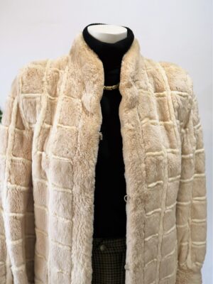 Vintage 80’s Short Fur Coat with Grid Piping Pattern