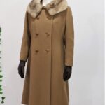 Double-Breasted Wool Coat with Fur Collar