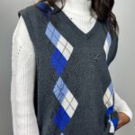 00's Silk Argyle Sweater Vest