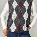 90's Maroon Argyle Sweater Vest