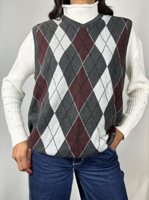 90's Maroon Argyle Sweater Vest