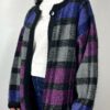 80's Plaid Knit Cardigan with Purple and Indigo Tones